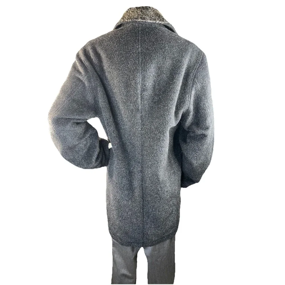 RARE Vtg Alfredo Fawza Italian Double Brsted Mohair Alpaca Wool Overcoat Mens 46